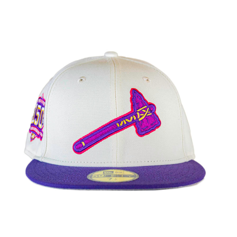 Atlanta Braves Purple Brim Gray Hat New Era 59Fifty