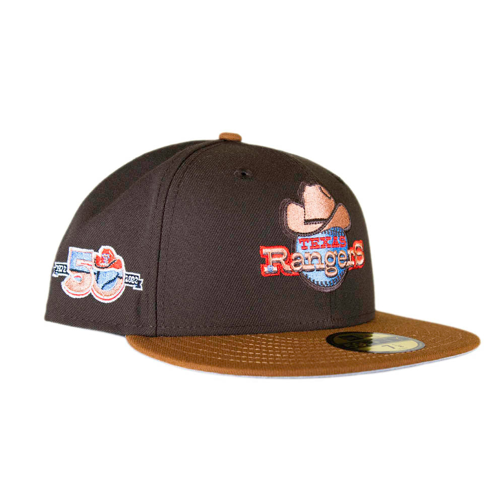 New Era 59 Fifty Texas Rangers Fitted Hat Size 7 1/2 Sky UV Arlington Patch