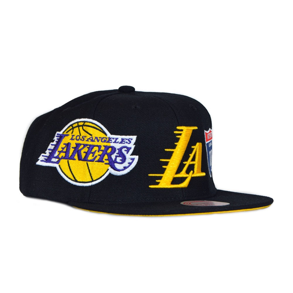 Mitchell and Ness Los Angeles Lakers Champ Patch Snapback Hat Black