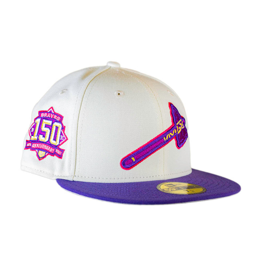Atlanta Braves Purple Brim Gray Hat New Era 59Fifty